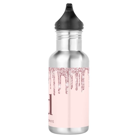 Glitter druppelt roze roze goud aangepaste monogra waterfles  (Rechts)