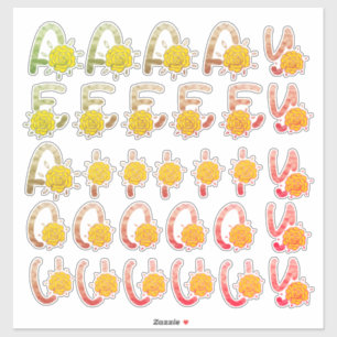 Glitter Earthy Floral Monogram Vowels A E I E E Y Sticker