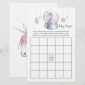 Glitter Eenhoorn Kerst Baby shower Bingo (Voorkant / Achterkant)