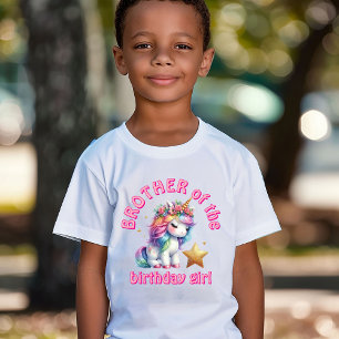 Glitter eenhoorn magische meisjes verjaardag broer t-shirt