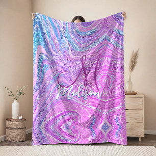 Glitter eenhoorn regenboog meisjesachtige marmeren fleece deken