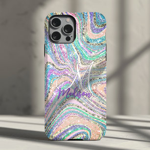 Glitter eenhoorn regenboog roze mint marmeren kuns iPhone 11 pro hoesje