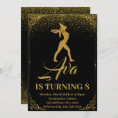 Glitter Eenhoorn Turnen Verjaardagsuitnodiging Kaart (Voorkant / Achterkant)