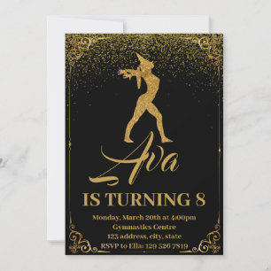 Glitter Eenhoorn Turnen Verjaardagsuitnodiging Kaart