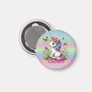 Glitter eenhoorn weide wilde bloemen magneet