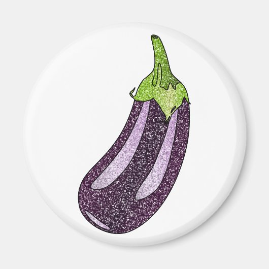 Glitter Eggplant Magneet (Voorkant)