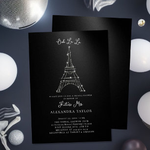 Glitter Eiffel Paris Minimale Zwarte Vrijgezellenf Kaart