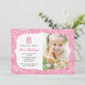 Glitter Eight Birthday Uitnodiging (Staand voorkant)