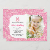Glitter Eight Birthday Uitnodiging (Voorkant / Achterkant)