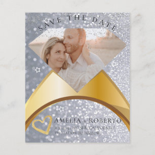 Glitter Elegant Ring sparen de Datum Fotokaart Flyer