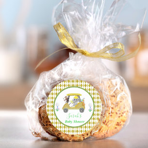 Glitter Elephant & Monkey Golf Baby shower Return Ronde Sticker