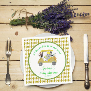 Glitter Elephant & Monkey Golf Baby shower Return Servet