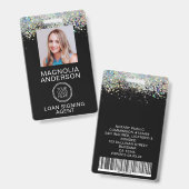 Glitter Employee Photo Logo Barcode Name Badge (Voor- en achterkant)
