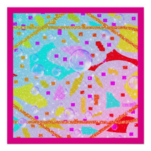 GLITTER EN BELLEN ONTWERP PASTELKLEUREN KUNST PERFECT POSTER