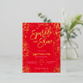 Glitter- en glansfolie kerstfeest uitnodiging (Staand Voorkant)