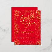 Glitter- en glansfolie kerstfeest uitnodiging (Voorkant / Achterkant)