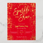 Glitter- en glansfolie kerstfeest uitnodiging (Voorkant)