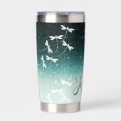 Glitter en libellen op maat geïsoleerde drinkbeker (Voorkant)