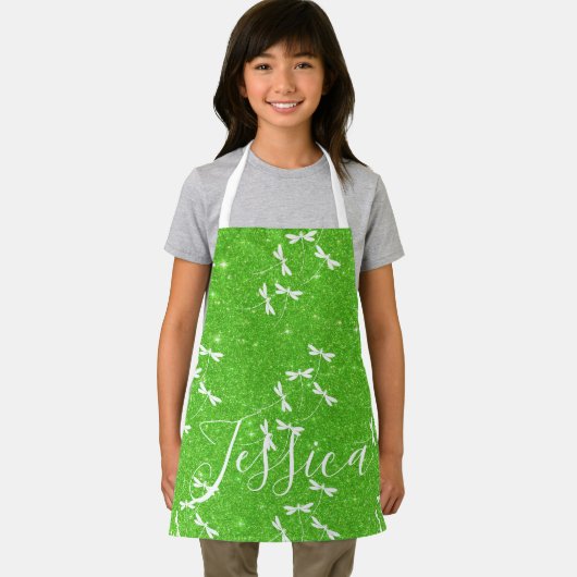 Glitter en libellen op maat gemaakt schort (Insitu)