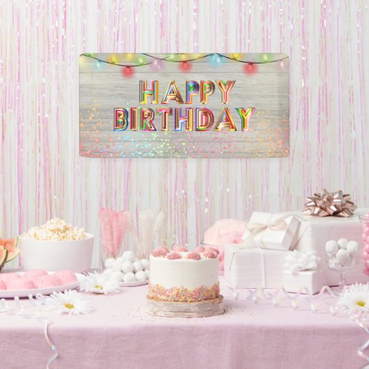 Glitter en Lights Happy Birthday Spandoek (Feest)