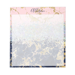 Glitter en marmer gepersonaliseerd notitieblok