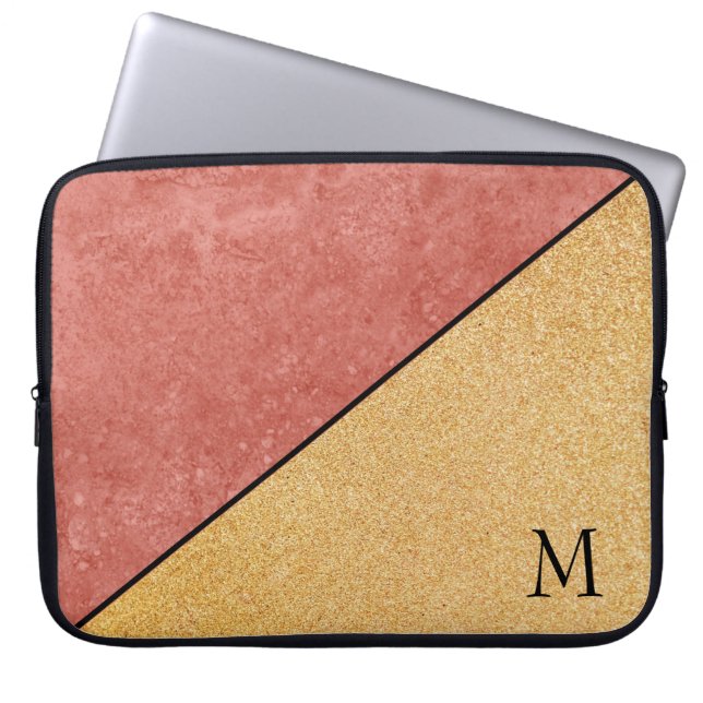 Glitter en marmer laptop sleeve (Voorkant)