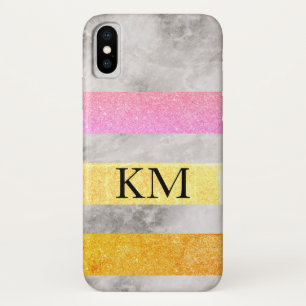 Glitter en Marmer met Monogram iPhone X Hoesje
