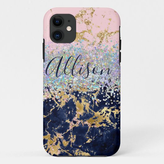 Glitter en marmer op maat Case-Mate iPhone case (Achterkant)