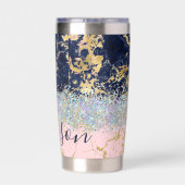 Glitter en marmer op maat geïsoleerde drinkbeker (Achterkant)