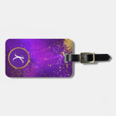 Glitter en Paars Bagagelabel (Voorkant horizontaal)
