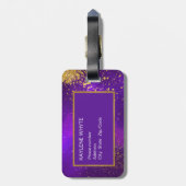 Glitter en Paars Bagagelabel (Achterkant verticaal)