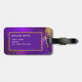 Glitter en Paars Bagagelabel (Achterkant horizontaal)