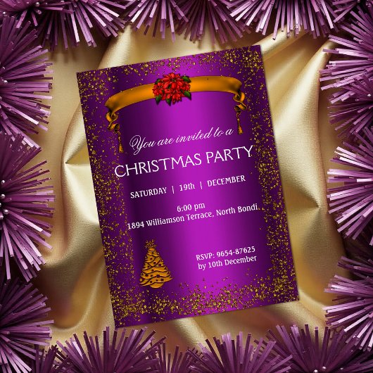 Glitter en Paarse kerst Kaart