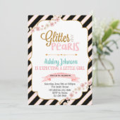 Glitter en parels feest uitnodiging (Staand voorkant)
