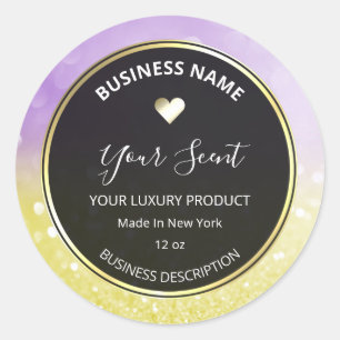Glitter en Pastel Paarse Soy Candle Labels