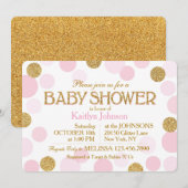 Glitter en roze Stippen Baby shower Kaart (Voorkant / Achterkant)