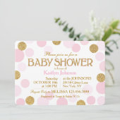 Glitter en roze Stippen Baby shower Kaart (Staand voorkant)
