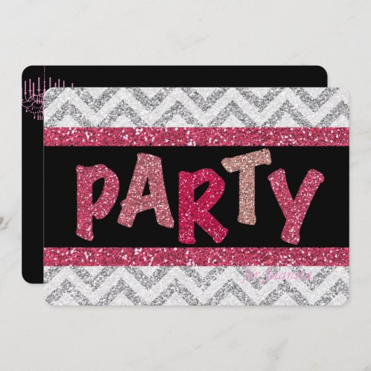 Glitter en Shine Custom Birthday Party Kaart (Voorkant / Achterkant)