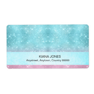 Glitter en Shine Gradiënt Turquoise/Roze ID673 Etiket