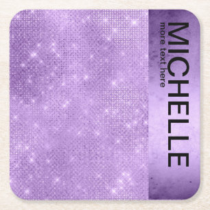 Glitter en Shine Name Violet ID673 Vierkante Kartonnen Onderzetter