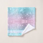 Glitter en Shine Pattern Roze/Blauwgroen ID671 Bad Handdoek (Wasdoekje)