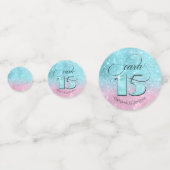 Glitter en Shine Quinceanera Blauwgroen/Roze ID701 Confetti (Voorkanten)