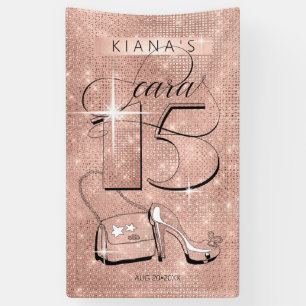 Glitter en Shine Quinceanera Roos Gold Vert ID701 Spandoek