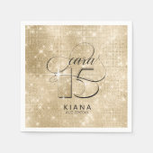 Glitter en Shine Quinceanera V1 Gold ID701 Servet (Voorkant)