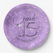 Glitter en Shine Quinceanera Violet ID701 Papieren Bordje (Voorkant)