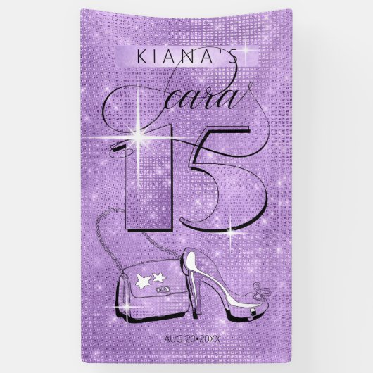 Glitter en Shine Quinceanera Violet Vert ID701 Spandoek (Verticaal)