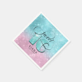 Glitter en Shine Sweet 16 Blauwgroen/Roze ID675 Servet (Hoek)