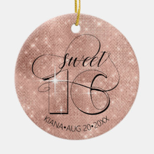 Glitter en Shine Sweet 16 Roos Gold ID675 Keramisch Ornament