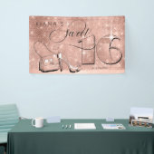 Glitter en Shine Sweet 16 Roos Gouden Hor ID675 Spandoek (Beurs)