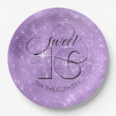 Glitter en Shine Sweet 16 Violet ID675 Papieren Bordje (Voorkant)